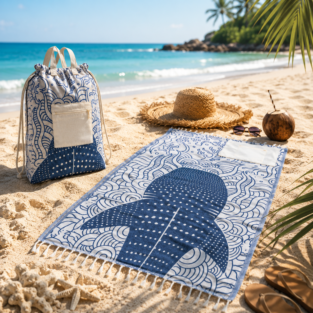 2-in-1 Beach Towel Backpack